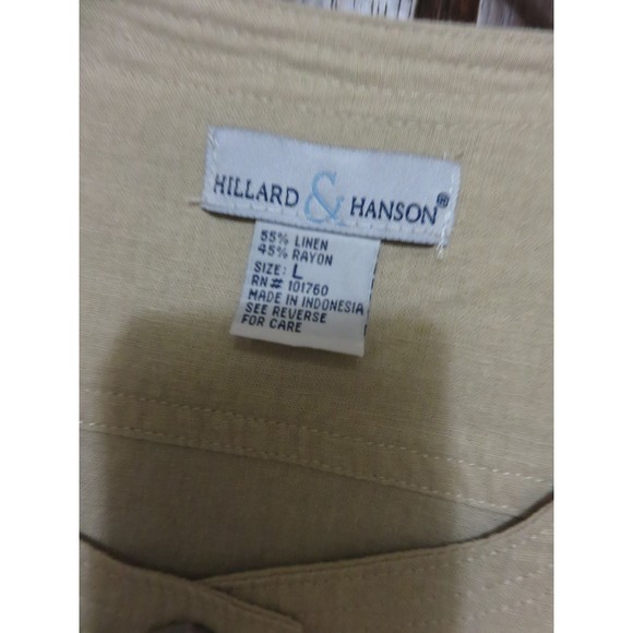 HILLIARD AND HANSON TAN 3/4 LENGTH SLEEVES SHIRT SIZE L - Picture 2 of 3